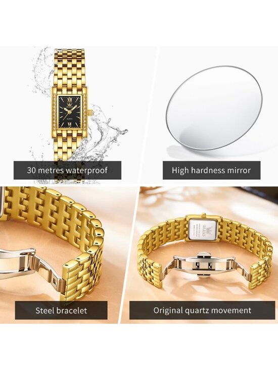 Women\'s Gold band /Black dial Diamond Fashion Elegant Chronograph Wrist Watch main image 6